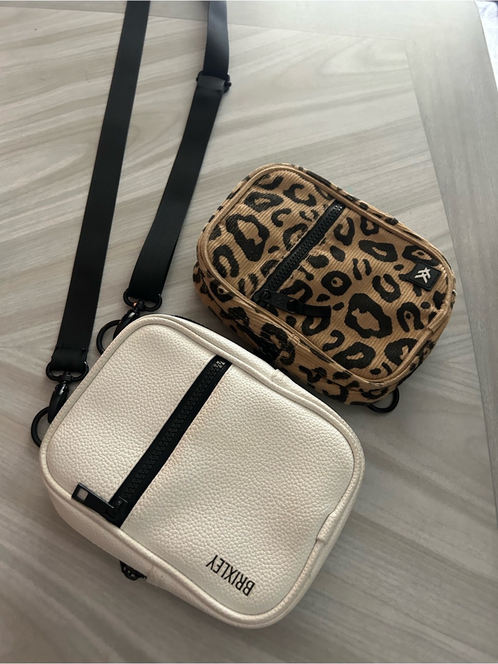 White Brixley and Leopard Thread Crossbody Bags with Black Zipper - Picture 6 of 8